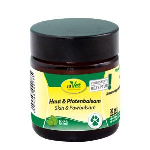 Haut & Pfotenbalsam zur natürlichen Pflege bei trockener, schuppiger sowie empfindlicher Haut.